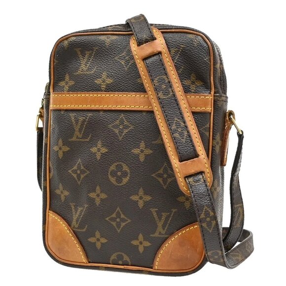 LOUIS VUITTON Danube Shoulder Bag Monogram Leather Brown France M45266 39EE807 - Picture 1 of 15